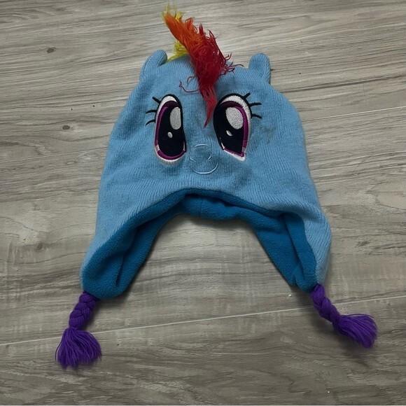 My little pony Rainbow Dash berretto capelli arcobaleno blu chiaro trecce viola