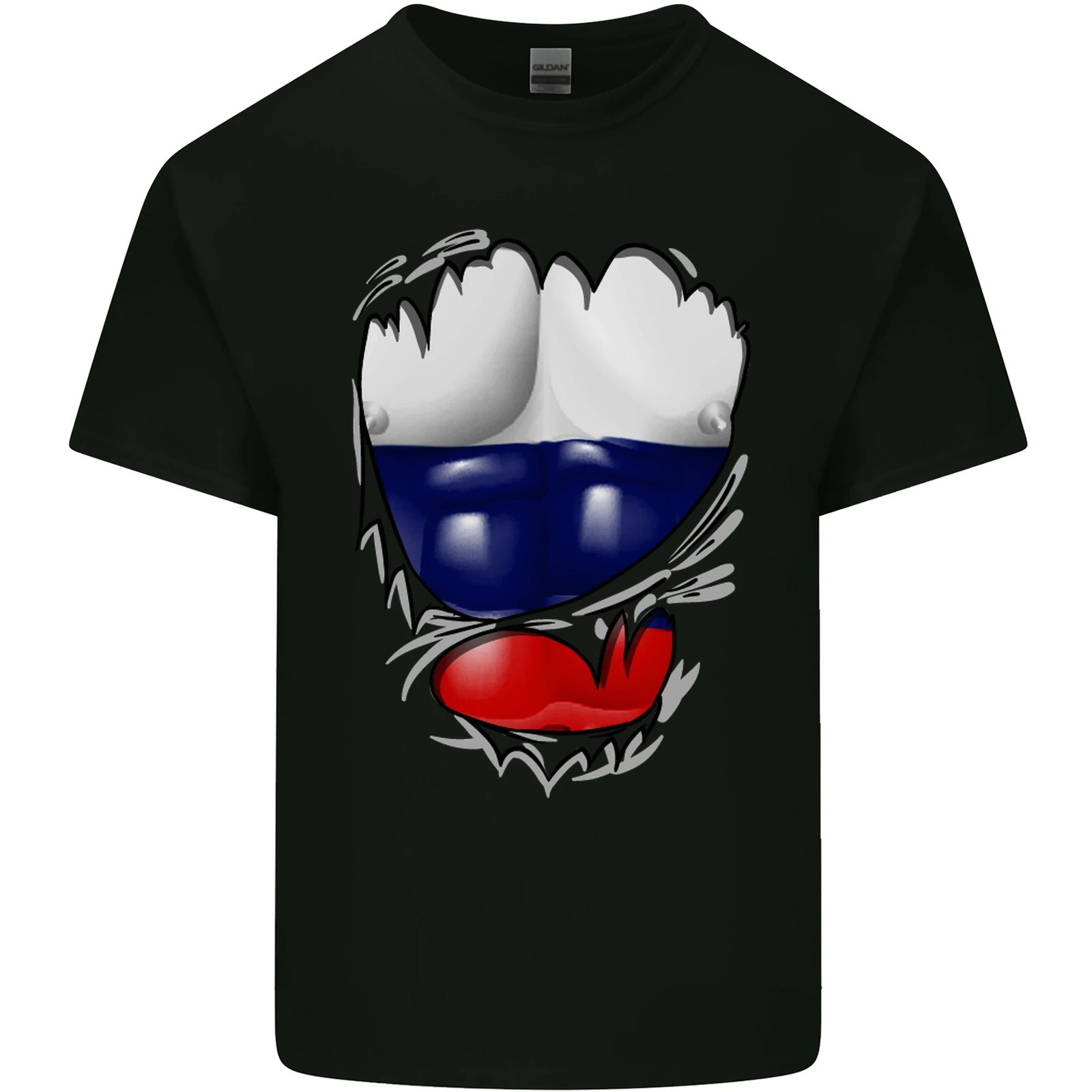 Gym Russian Flag Ripped Muscles Russia Mens Cotton T-Shirt Tee Top