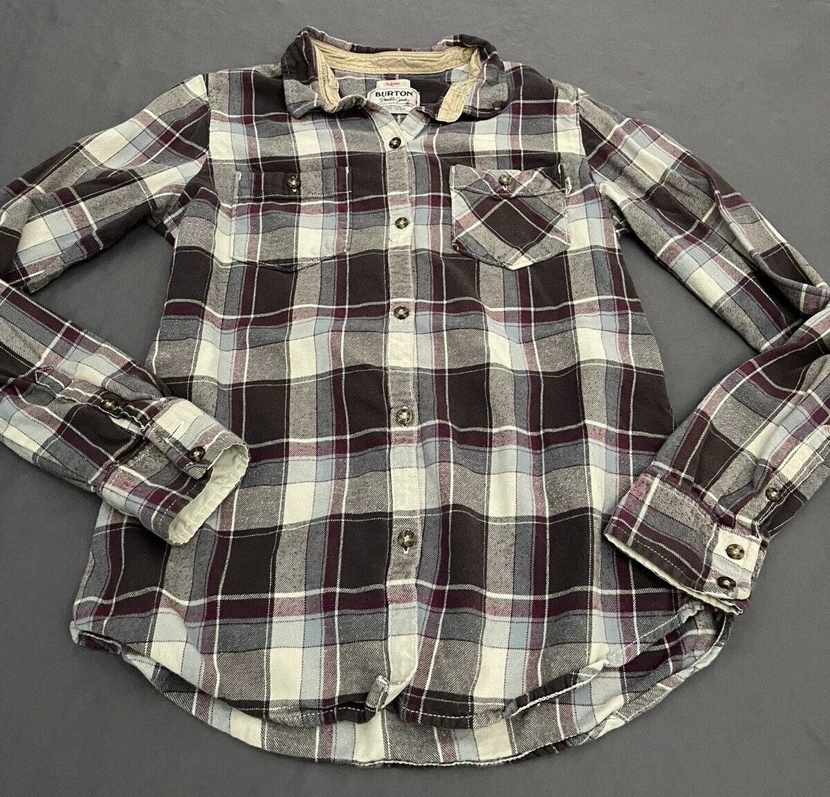 burton long sleeve button down purple shirt
