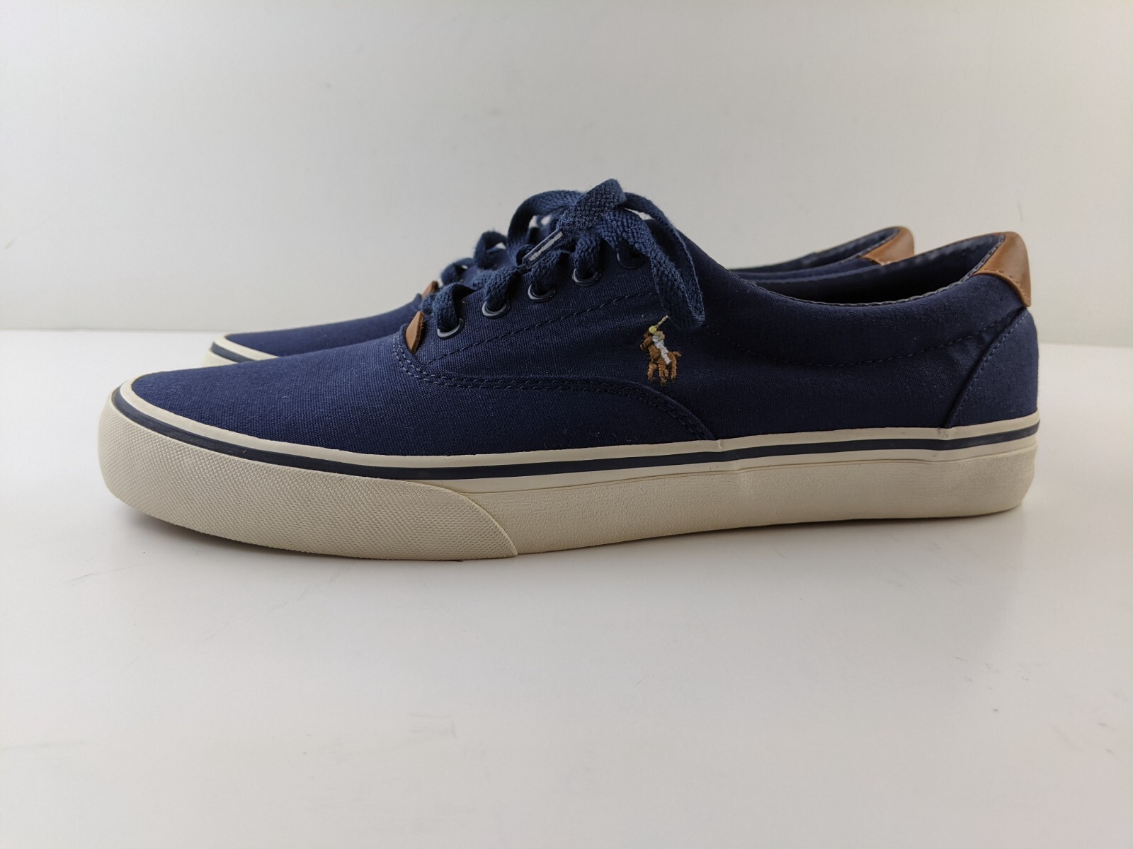 Polo Ralph Lauren Thorton scarpa casual uomo 11 D blu navy tela carne pony