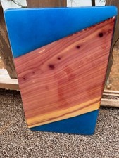 Cutting/Charcuterie Board-Red Cedar/ 2 Ocean Blue Epoxy Rivers-Matte Finish