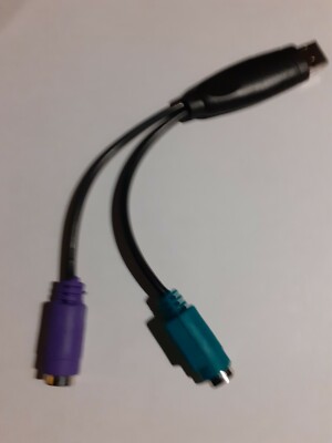 USB 2.0 auf PS/2 Adapter für Tastatur & Maus. Länge 17 cm Kabel - Schwarz. P/S G&P
