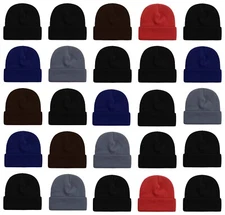 25 Pack Winter Beanie Hats, Unisex Thermal Toboggan Cold Weather Skully Caps