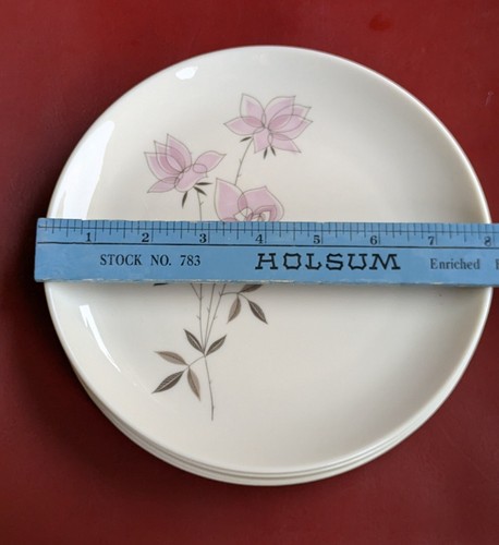 Set Of 4 Vtg MCM Pink ROSE SACHET Taylor Smith TAYLORTON 8" Lunch Salad Plates - Picture 12 of 17