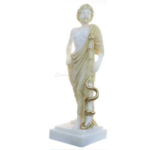 Statue Ancient Greek Asclepius Alabaster 9" - 23cm Cast Marble Mythology Medic - Picture 2 of 9