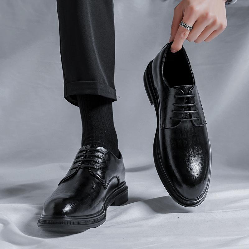 SAOLA Scarpe da sposa Oxford uomo d'affari britannico nero punta piatta stringate a punta