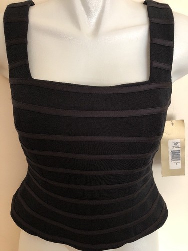 JS Collections Dressy Black Top Sleeveless Square Neck w Back Zipper, Size 8 - Picture 2 of 8