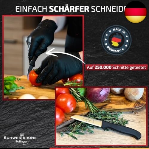 Schwertkrone 4er Messer-Set aus Solingen - Scharfe Küchenmesser mit Gerader und - Bild 4 von 7