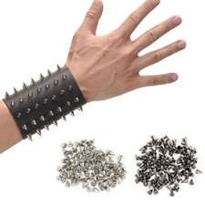 200pcs Trendy 10MM Black Silver Spots Cone Screw Metal Studs Rivet Bullet Spikes