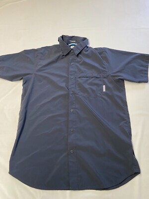 Mens COLUMBIA Gray Hiking Royce Peak Zero Button Up Short Sleeve Shirt Sz M