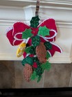 RARE Felt Christmas Kit Pine Cones & Holly Wall Hanging Completed Sequins  — photo 1