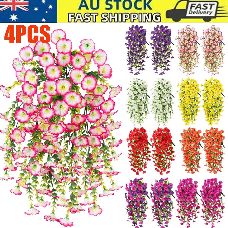 4x Artificial Fake Hanging Flower Vine Plant Wedding Garden Indoor Outdoor Decor