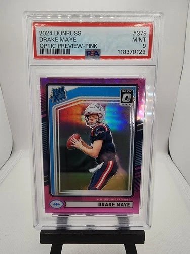2024 Panini Donruss Optic Preview Pink #379 DRAKE MAYE ROOKIE PSA 9 Patriots MVP