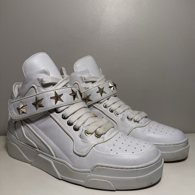 Givenchy Tyson Mid Star Studded White Leather Sneaker Men s 12 Gold Strap Y2K