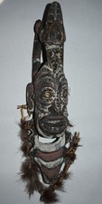 PAPUA NEW GUINEA RITUAL SPIRIT FIGURE/BIRD, FEATHERS 14" 1900S