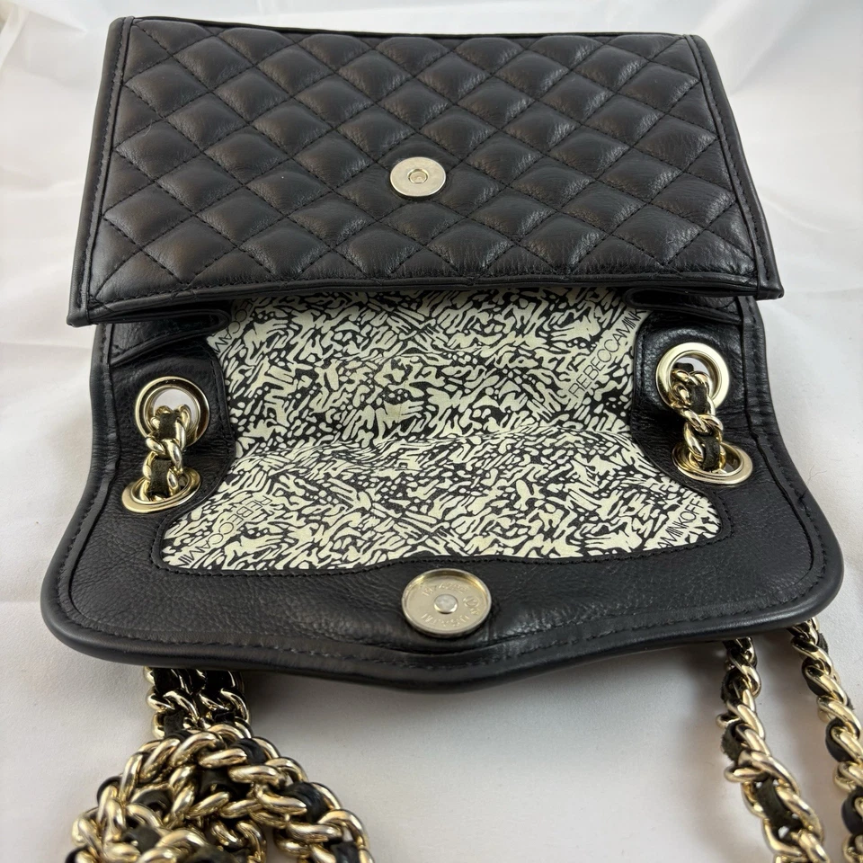 Rebecca Minkoff Black Quilted Mini Affair Bag Gold Chain Crossbody B000419 - Image 3 of 4