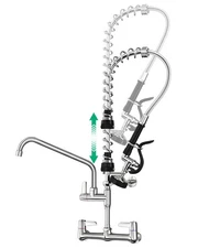Commercial Sink Faucet with Pre-Rinse Sprayer -Height Adjustable (25-32 inch)...