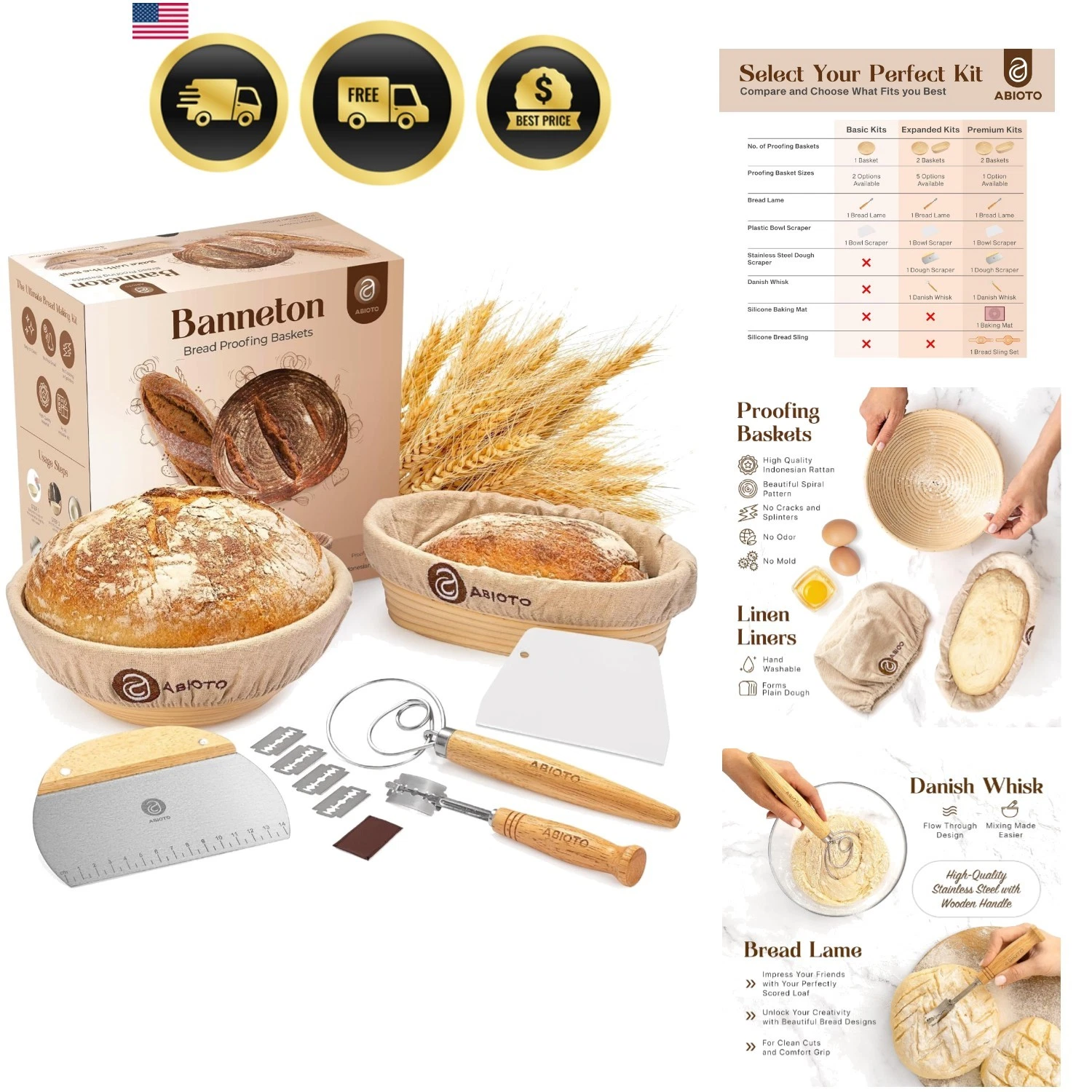 Bread Proofing Basket Set Sourdough Baking Supplies 9 10 Inch Oval Round
Opens in a new window or ta