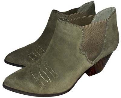 Bella Vita Emilia Western Inspired Booties Heels Olive Green Women's Size 10M