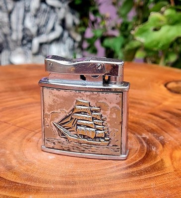 Vintage Schiff Feuerzeug REKORD funktionstüchtig ..hohe Schiffe Maritim Sammlerstück