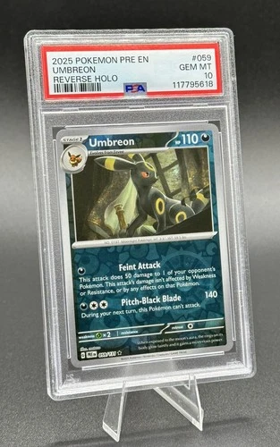 2025 POKEMON PRE EN-PRISMATIC EVOLUTIONS REVERSE HOLO #059 UMBREON PSA 10
