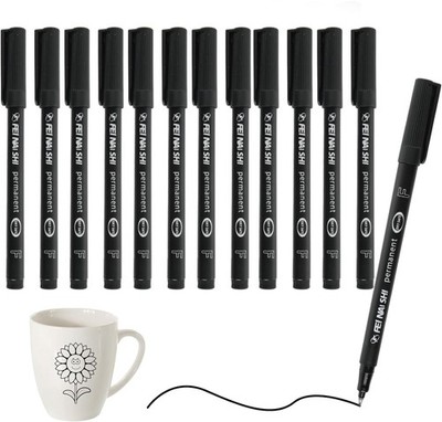 12 Pack Fine Point Black Permanent Marker Pens 1 Count (Pack of 12), 