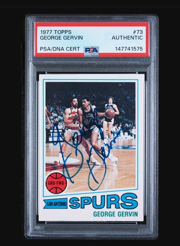 George Gervin Signed 1977-78 Topps  #73  PSA  Vintage Signature !