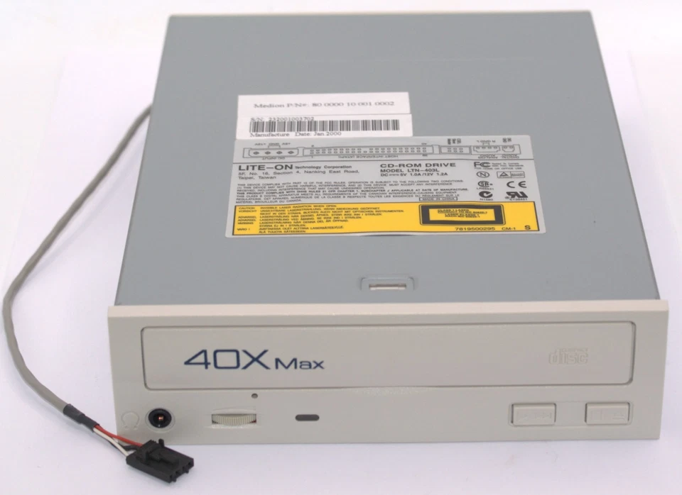 MEDION LITE-ON CD-ROM DRIVE 40X Max INTERN LTN-403L optisch top / ungeprüft - Bild 1 von 4