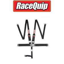 Racequip 717007 5 Point Latch Link Style HNR Racing Seat Belt Harness Black SFI
