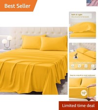 Queen Size Bed Sheet Set - 4 Piece Soft Microfiber Sheets with Deep Pockets, ...