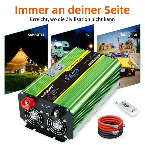 2000W Pure Sine Wave Inverter 12V/24V 230V 4000W Peak LCD Remote Control - Picture 20 of 24