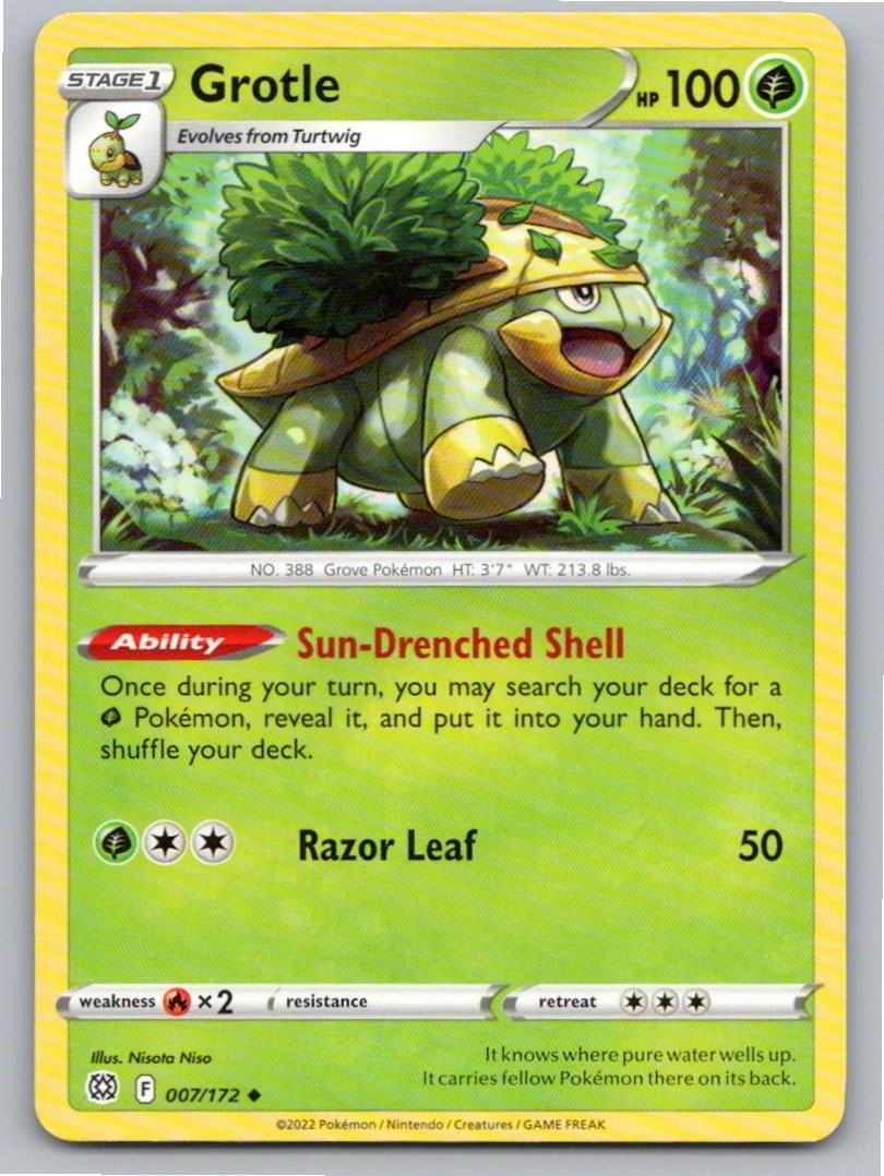 2022 POKEMON GROTLE BRILLIANT STARS 007/172 UNCOMMON NM A50379 FREE S&H