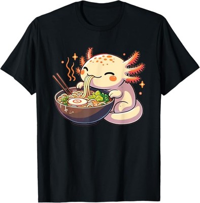 Cute Axolotl Eats Ramen Noodles Axolotls Ramen T-Shirt