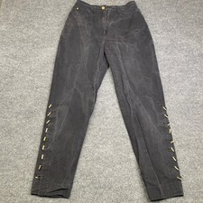 State of Claude Montana Vintage Black High Waist Toggle Ankle Pants Italy