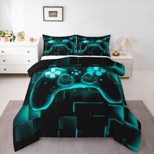 Kids Gamer Comforter Set Full, Gaming Bedding, Video Games Gamepad Bedding Co...