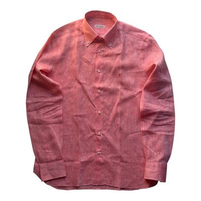 G. Inglese handgefertigtes einfarbiges Leinenhemd - Button-Down-Kragen - Größe 41