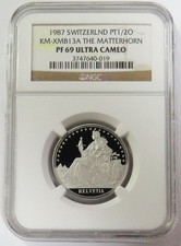 1987 PLATINUM SWITZERLAND 1/2 OZ MATTERHORN NGC PROOF 69 ULTRA CAMEO 3905.00 per troy oz