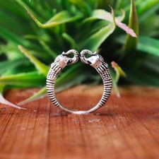 Serpent Silver Ring Double-Headed Dragon: Gothic Viking Tribal Fusion,