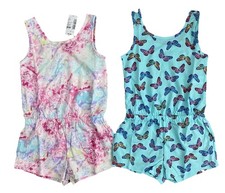 Girls Pink Tie Dye & Blue Rompers Set of 2 size 4 XS NWT $34