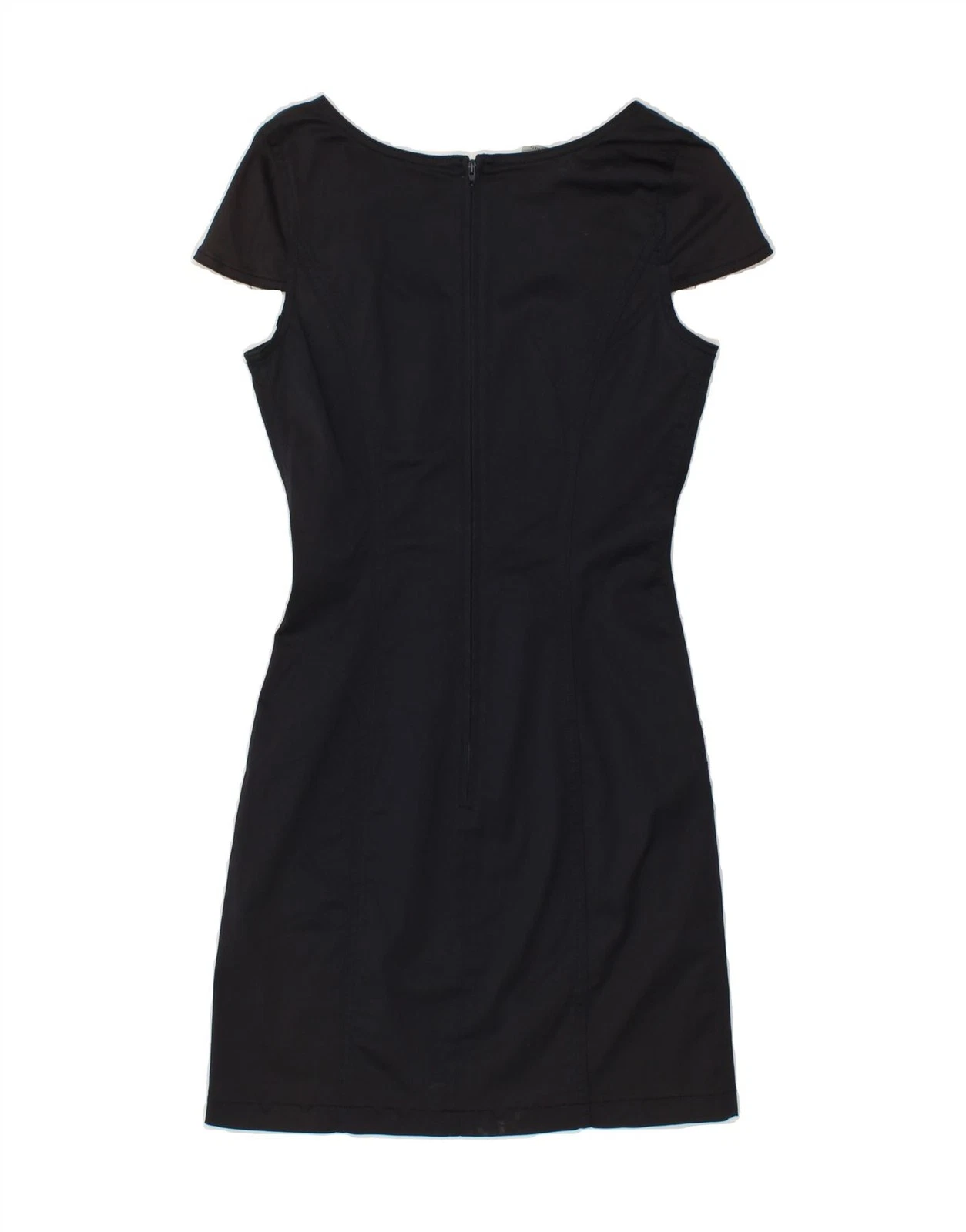 MOSCHINO Vestito donna tubino UK 8 piccolo blu navy acetato CC83