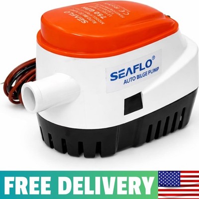 06-Series Automatic Bilge Pump - 12V DC, 750 GPH, Built-In Float Switch, Full...