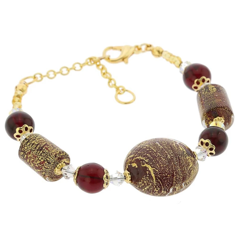 GlassOfVenice Murano Glass Ca D'Oro Bracelet - Ruby Red - Image 2 of 3