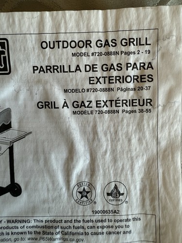 NEXGRILL Model# 720-0888N Outdoor Gas Grill Owner's Manual - Picture 2 of 14