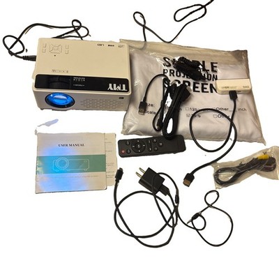 TMY Projector V08 Mini Video Projector White HDMI USB VGA AV 1080P Support OS