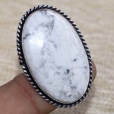 Howlite 925 Silver Plated Gemstone Handmade Ring US 6.5 New Arrival MJ