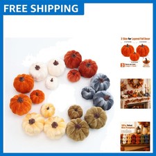 Soft Velvet Mini Pumpkins Set of 18 - Perfect for Autumn and Thanksgiving Decor