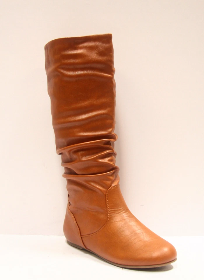 Women's Shoes Cute & Comfort Round Toe Flat Slouchy Mid Calf Knee High Boot NEW - Image 3 of 4