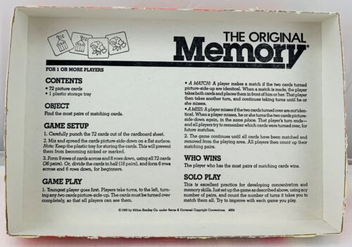1986 Memory Game by Milton Bradley Complete in Good Condition FREE SHIPPING - Picture 5 of 5