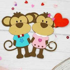Cute Girl Boy Monkey Heart Balloon Metal Cutting Dies Scrapbook Card Craft