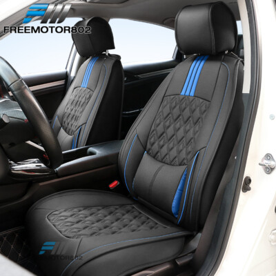 For 16-21 Honda 10th Gen Civic Black&Blue Leather Seat Covers